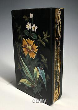 RARE Antique Bohemian Deep Black Amethyst Figural Book Moser Harrach Glass Vase