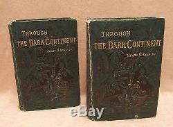 RARE Antique Books Through the Dark Continent by Henry M Stanley Vol 1 & 2 1879
