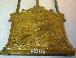RARE Antique Bronze Dore Brass Book Rack Book Ends STAG Elk Rifle Acorn