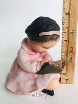 RARE Antique Doll Vintage Rubber Squeak Toy Girl Reading Book Made in France