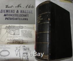 RARE Antique Germany Patent Book Siemens & Halske 1907 gun pistol Mauser, naval