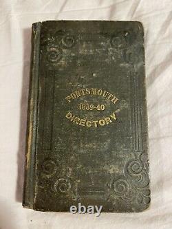 RARE Antique Historical Book 1839 Portsmouth New Hampshire Directory