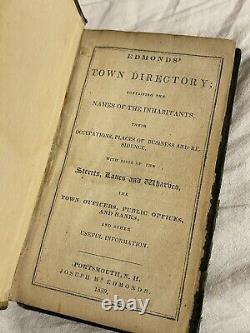 RARE Antique Historical Book 1839 Portsmouth New Hampshire Directory