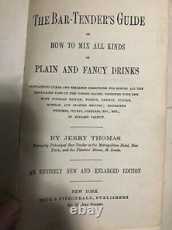 RARE Antique Jerry Thomas Bartenders Guide 1887 Book Dick & Fitzgerald Drink