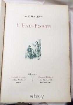 RARE Antique M K Halevy L'EAU FORTE Barrie FRENCH ART BOOKS 2 Vol 100 Engravings