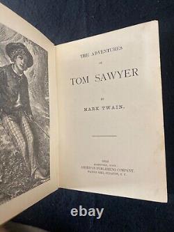 RARE Antique Old 19th c MARK TWAIN Books Tom Sawyer & Stolen White Elephant