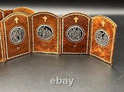 RARE Antique Sterling Silver Stations Of The Cross Italy Leather Prayer Book VTG