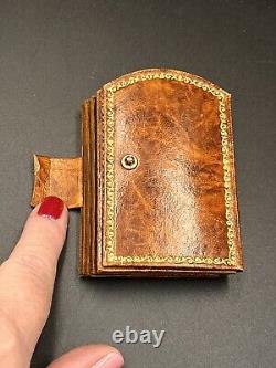 RARE Antique Sterling Silver Stations Of The Cross Italy Leather Prayer Book VTG