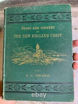 RARE Antique Victorian 1875 Nooks Corners of New England Coast Book MAINE Drake