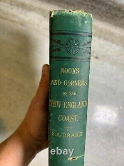 RARE Antique Victorian 1875 Nooks Corners of New England Coast Book MAINE Drake