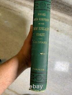 RARE Antique Victorian 1875 Nooks Corners of New England Coast Book MAINE Drake