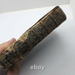 RARE Authentic 1667 Leather Bound French Book Paris Antique Decor Display Old