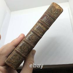 RARE Authentic 1696 Leather Bound Book Antique Decor Display Old Memoirs Rabutin
