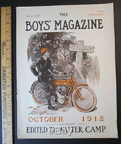 RARE Early Motorcycle Cover Art by George Avison 1912 Complete Boys' Magazine
