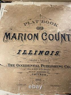 RARE FIND Antique 1892 Plat Book Atlas MARION County Illinois