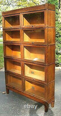 RARE! Globe Wernicke Quarter-Sawn Tiger Oak Double Wide Barrister Bookcase