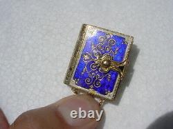 RARE Golay Fils & Stahl 18K Gold Book Form Pendant Watch, Hand Made 1880s Enamel