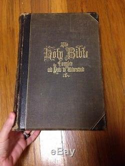 RARE HITCHCOCK Antique VICTORIAN Era Family HOLY BIBLE GENEVA King James 1869