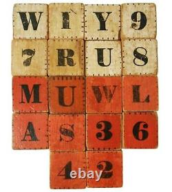 RARE LATE 19TH C AMERICAN ANTIQUE HILL'S ALPHABET BLOCKS NO 11 WithHNGD BOOK COVER