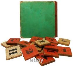 RARE LATE 19TH C AMERICAN ANTIQUE HILL'S ALPHABET BLOCKS NO 11 WithHNGD BOOK COVER