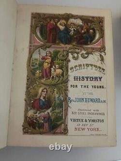 RARE Scripture History for the Young 2 Vol's 1861 Rev John Howard Antique Books