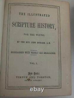 RARE Scripture History for the Young 2 Vol's 1861 Rev John Howard Antique Books