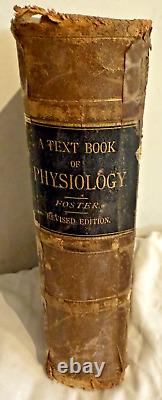 RARE Textbook of Physiology Foster 1891 Antique Medical Book READ CONDITION