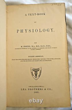 RARE Textbook of Physiology Foster 1891 Antique Medical Book READ CONDITION