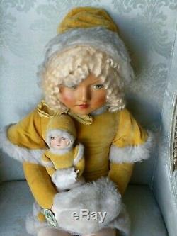 RARE Vintage 41 DEANS RAG BOOK Large DOLL With Baby MISS MUFFET Original 1930s