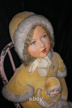 RARE Vintage Deans Rag Book Doll Cloth Miss Muffet ca 1930s Big 39