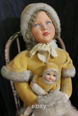 RARE Vintage Deans Rag Book Doll Cloth Miss Muffet ca 1930s Big 39