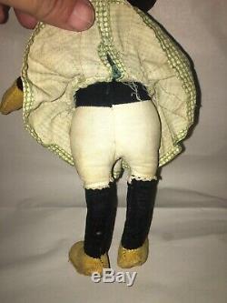 RARE Vintage Deans Rag Book Minnie Mouse Doll / Bear With Hat And Flower