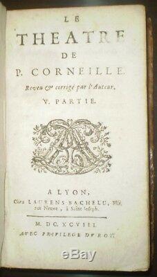 Rare, 1698, Le Theatre, De Pierre Corneille, Antique Leather Binding, French