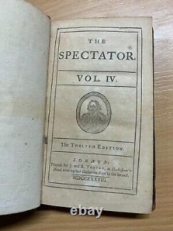 Rare 1738 The Spectator Vol 4 #252-321 Addison Steele Antique Book (p3)