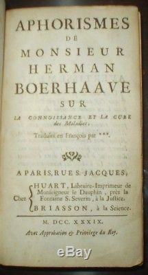 Rare, 1739, Aphorismes De Monsieur Herman Boerhaave, Medical, Antique Leather