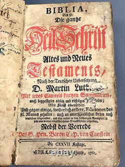 Rare 1761 MINIATURE Martin Luther GERMAN BIBLE Printed in Halle Germany book