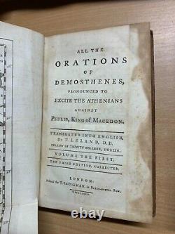 Rare 1777 The Orations Of Demosthenes Volumes 1-3 Antique Books (p8)