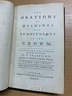 Rare 1777 The Orations Of Demosthenes Volumes 1-3 Antique Books (p8)