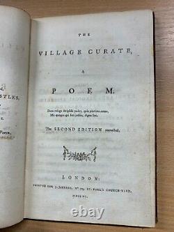 Rare 1790 The Village Curate A Poem Antique Leather Book (t3)