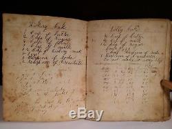 Rare! 1839-70's Handwritten Cookbook Cake Baking Cloth Color Recipes Book Ledger