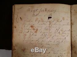 Rare! 1839-70's Handwritten Cookbook Cake Baking Cloth Color Recipes Book Ledger