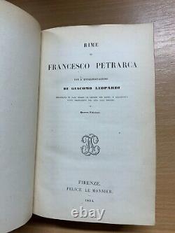 Rare 1854 Rime DI Francesco Petrarca Poetry Italian Text Antique Book (p4)