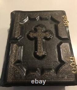 Rare 1875 Antique Catholic Family Holy Bible Douay Rheims Annot. Challoner