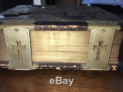 Rare 1883 Catholic Antique Family Bible Haydock Douay Rheims. 22kt Gold Leather