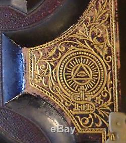 Rare 1884 Catholic Antique Family Bible Haydock Douay Rheims. 22kt Gold Leather