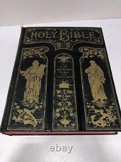Rare 1892 ANTIQUE LEATHER HOLY BIBLE SELF PRONOUNCING EDITION LIGHT OF THE WORLD