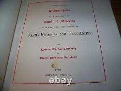 Rare 1892 Antique 29 Pedigree Charts Family Genealogy Book Cole Drake Wolcott+