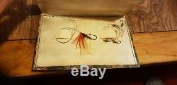 Rare 19th C Oilslick Paper And Velum Pocket Trout Fly Book C1840