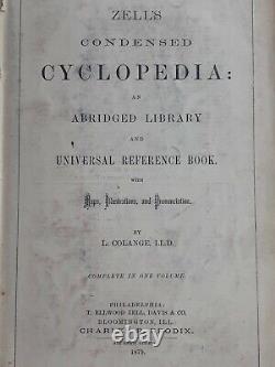 Rare ANTIQUE 1879 ZELL'S CONDENSED CYCLOPEDIA Encyclopedia in ONE VOL BOOK Maps