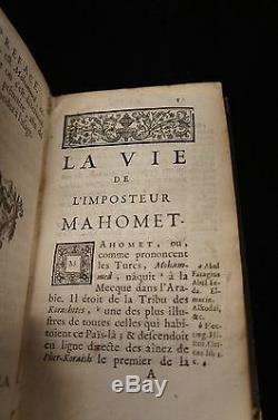 Rare Antique 1699 Leather Book La Vie De L'Imposteur Mahomet Life ofthe Impostor